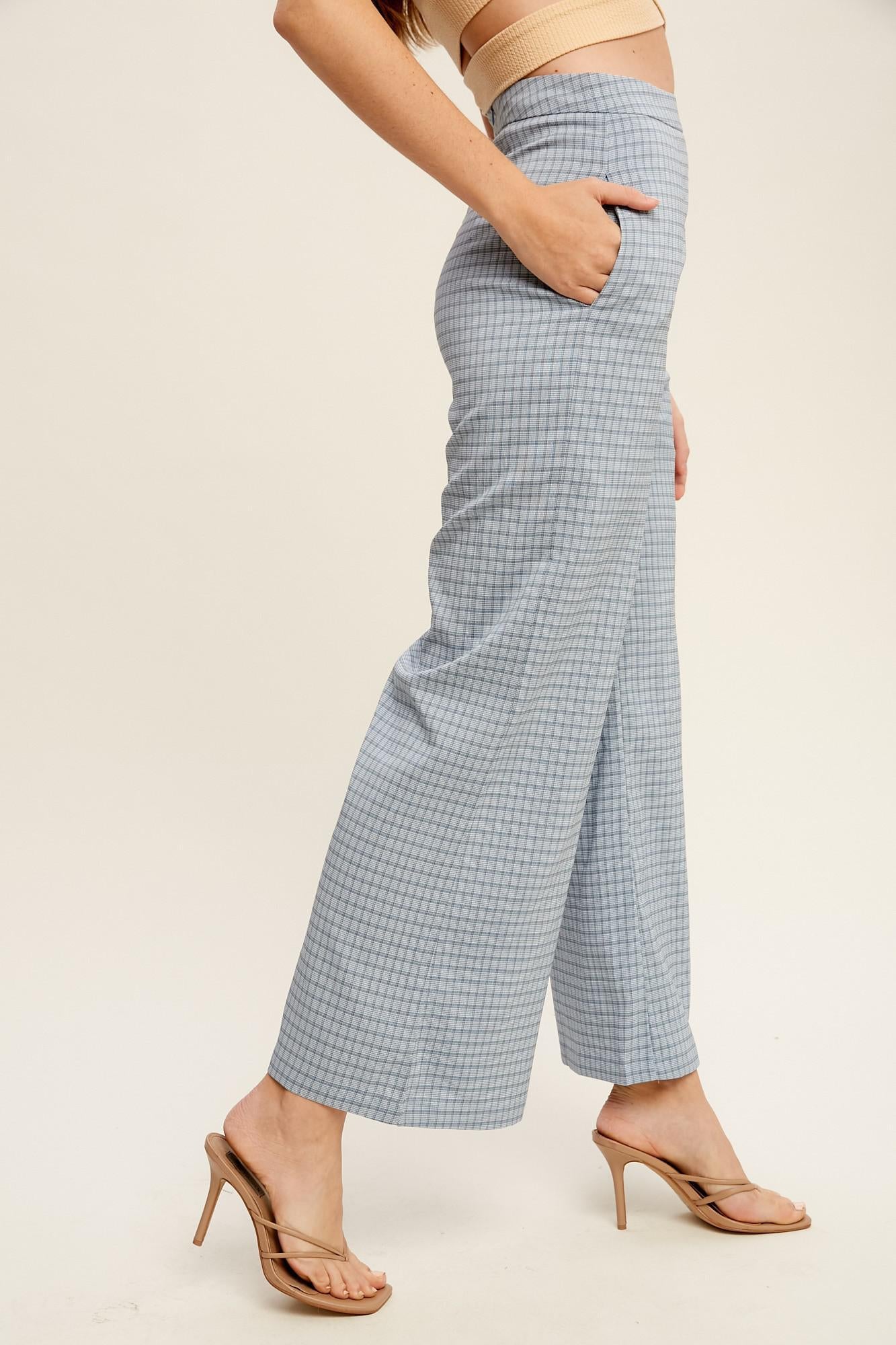 Plaid Wide Opening Woven Pants