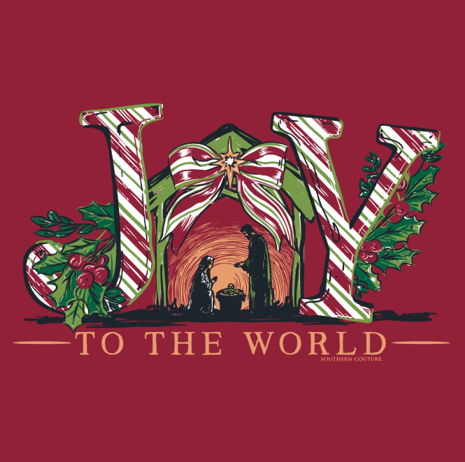 SC Soft Joy Nativity Front Print LS - Cardinal