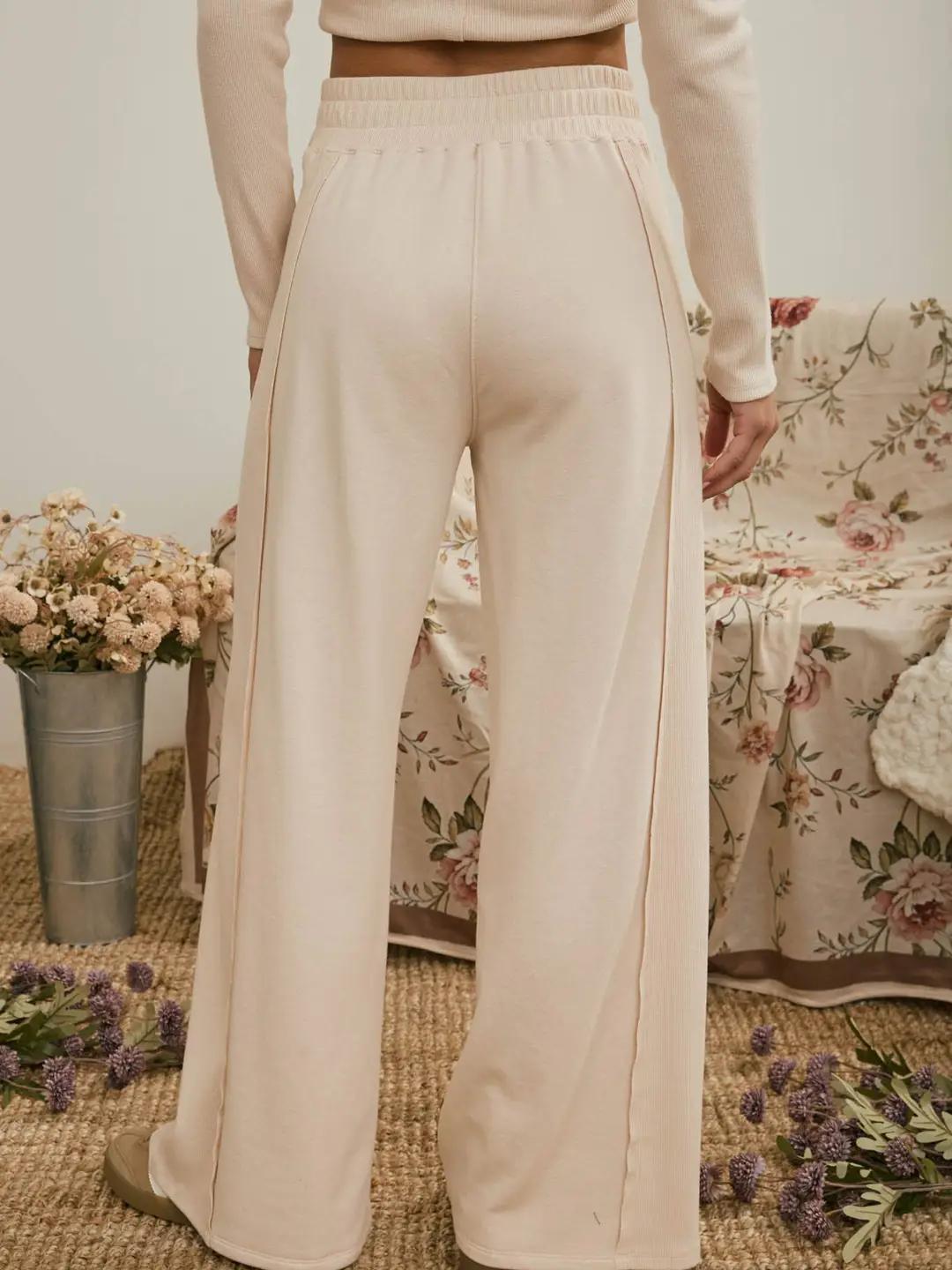 Elastic Waist Side Panel Knit Lounge Pants