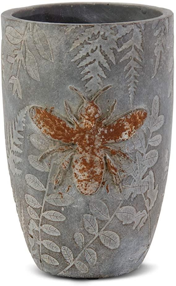 Tall Weathered Gray Cement Pot