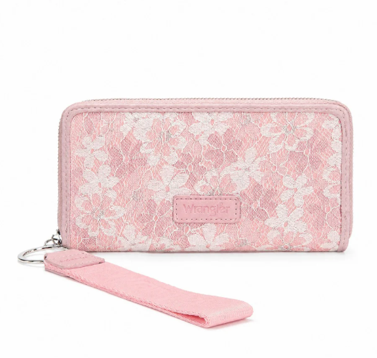 Wrangler Lace Floral RFID Blocking Zip Around Wallet