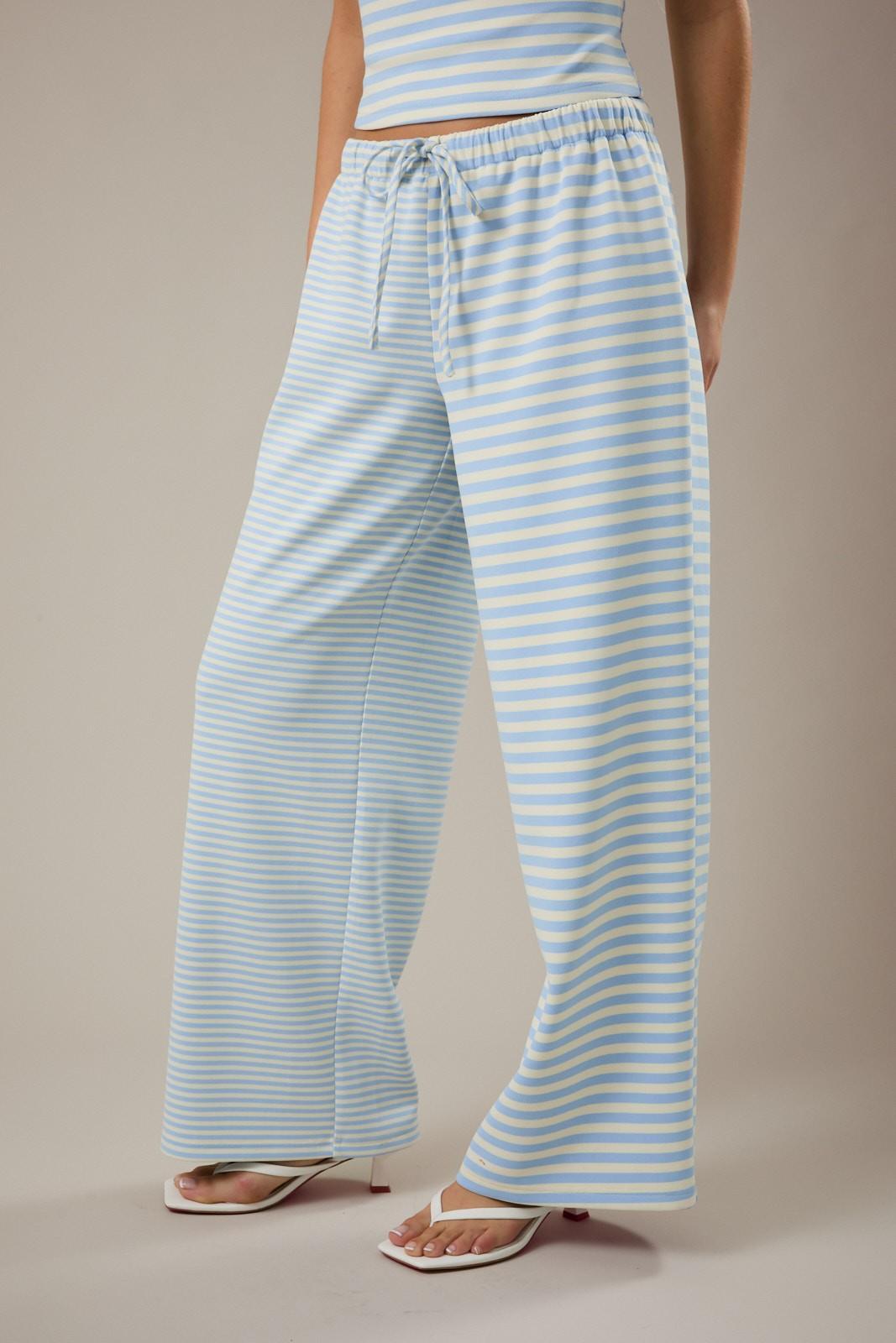 Low-Rise Stripe Detail Front Tie Pants