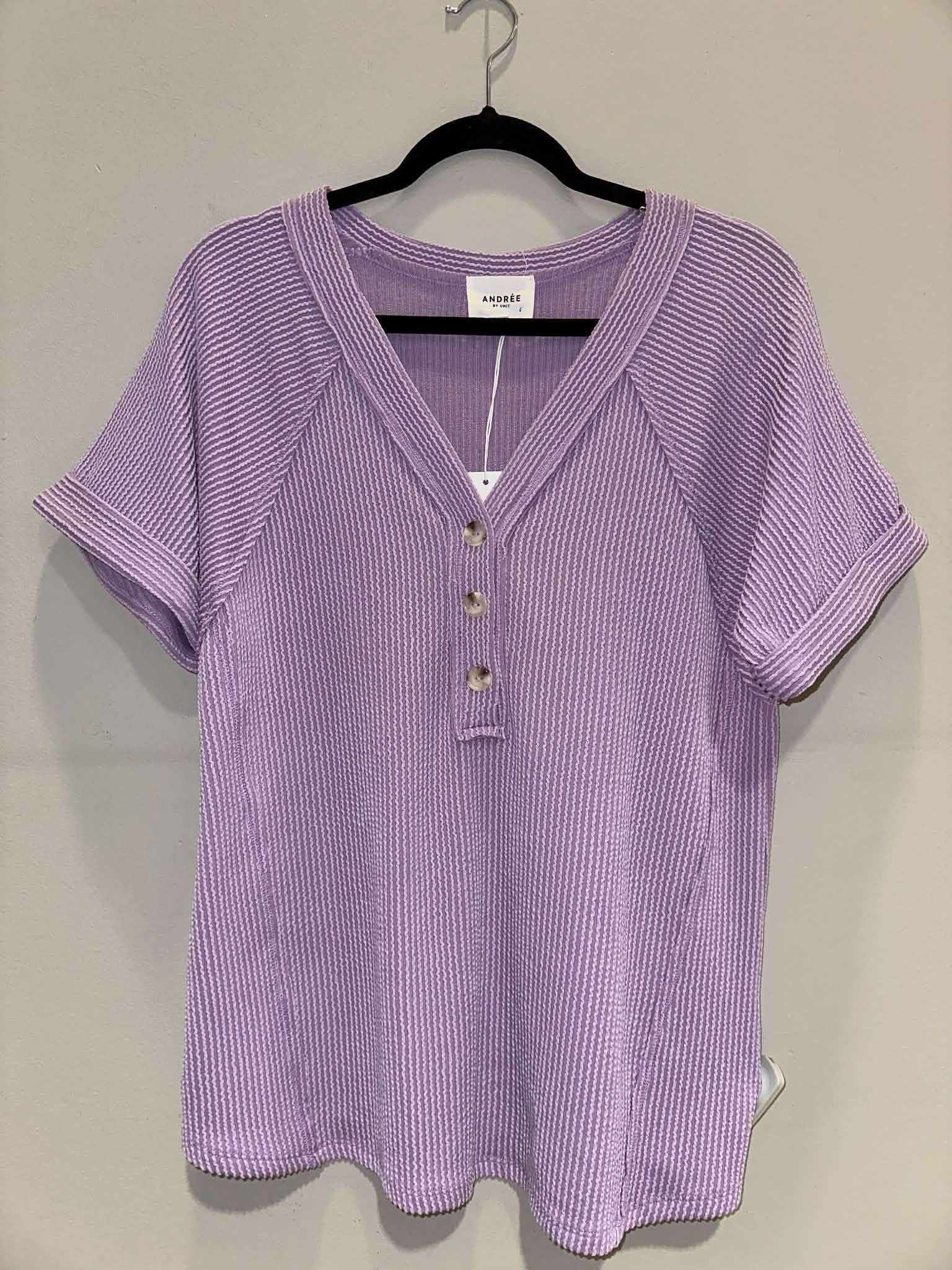 Spring Lilac Ribbed Boyfriend Top