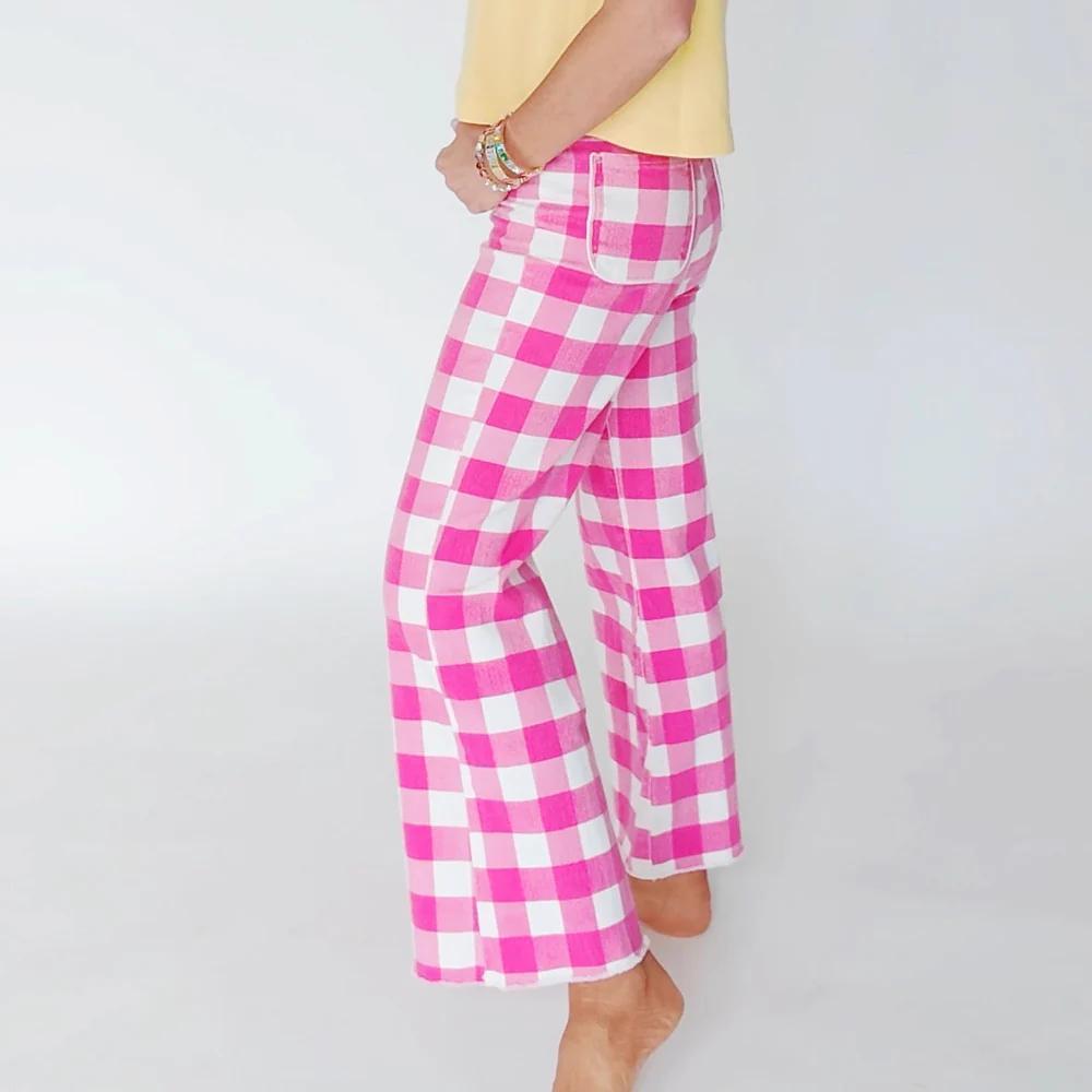 Cottoncandy Gingham Fitted Stretch Denim
