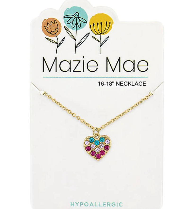 Gold Multi-Color CZ Heart Mazie Mae Necklace