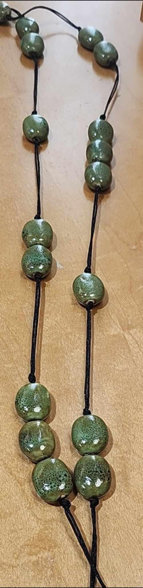 Long Knotted Clay Bead Necklace