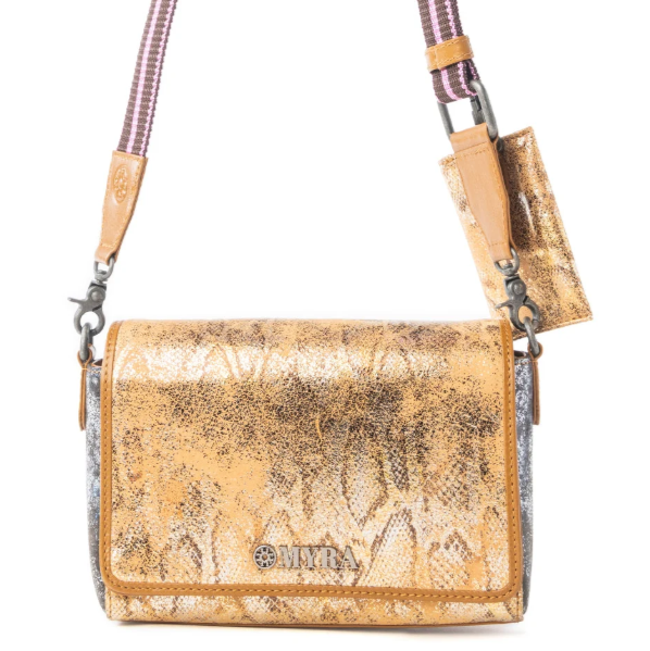 Serpentina Charm Leather Shoulder Bag in Amber Snake Print