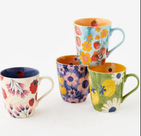 Florals and Berries Ceramic Mugs