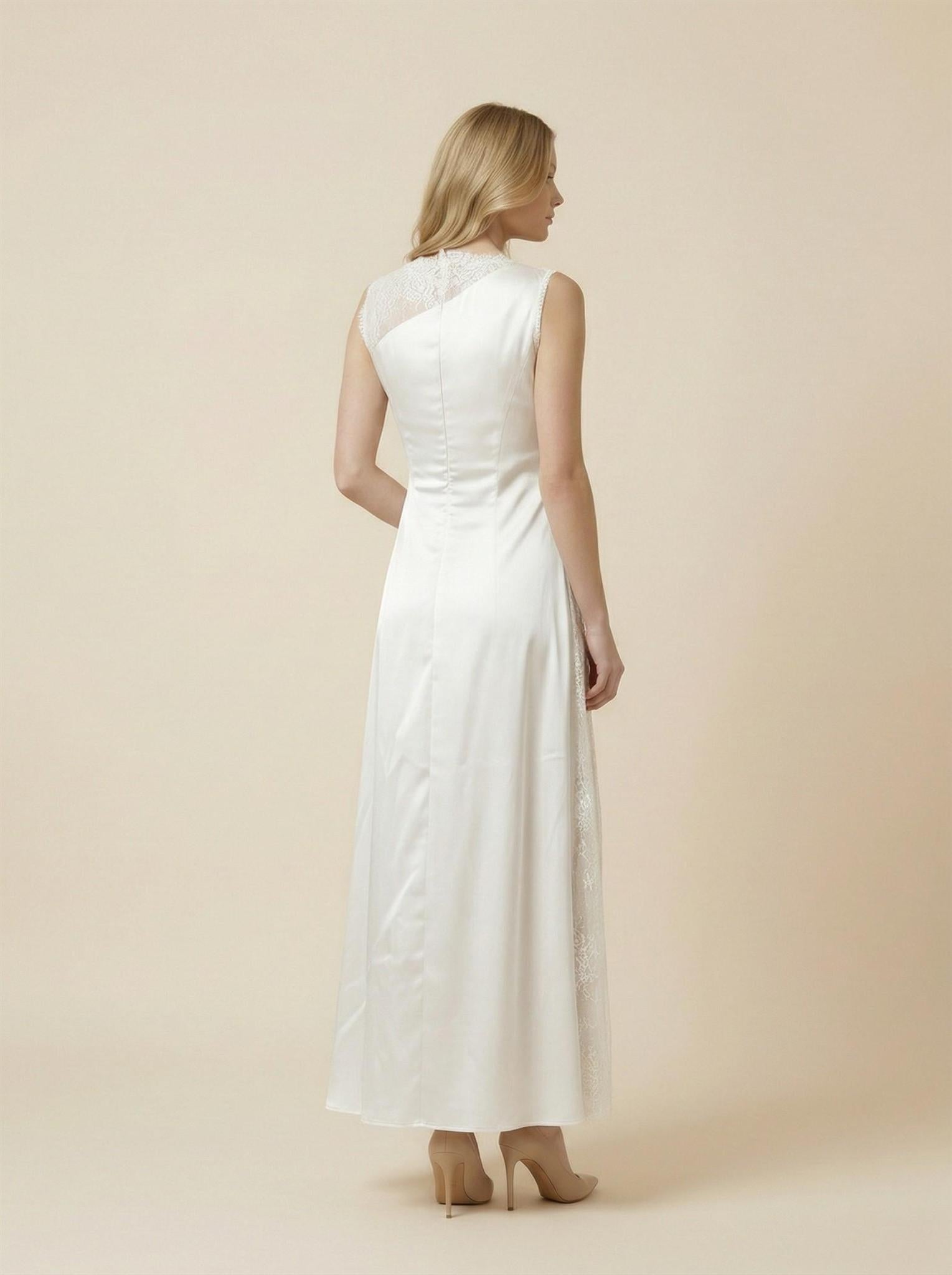 Off-White Silk Lace Maxi Dress