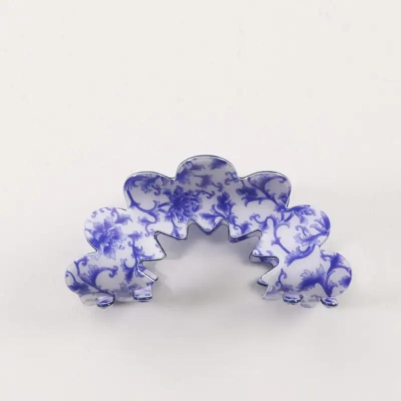 Vintage Porcelain Style Half Moon Hair Claw Clips