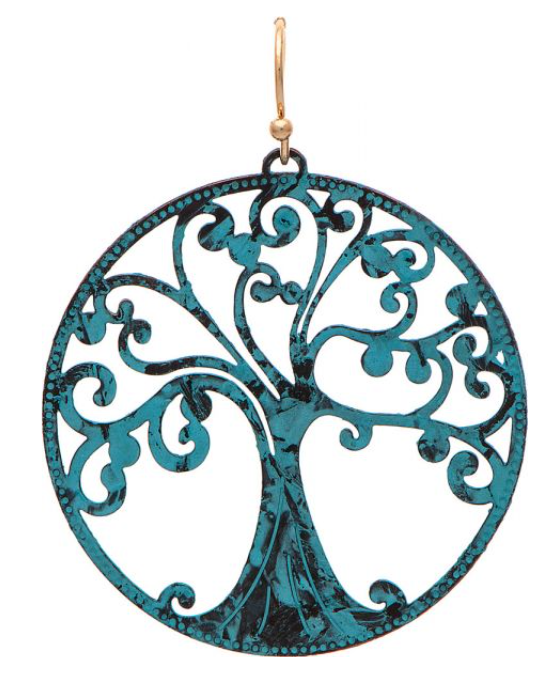 Patina Round Curlicue Tree Earring