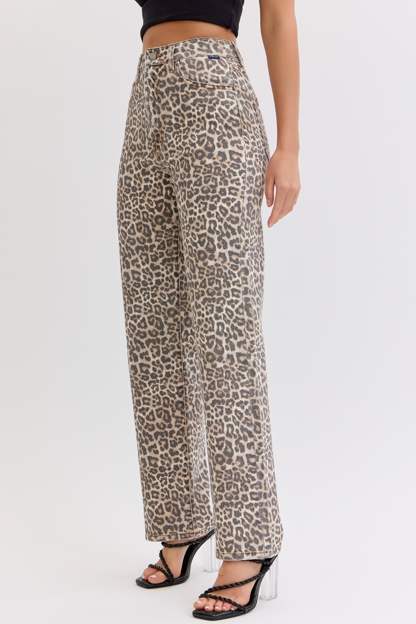 Cello Leopard Super High Rise Dad Jean