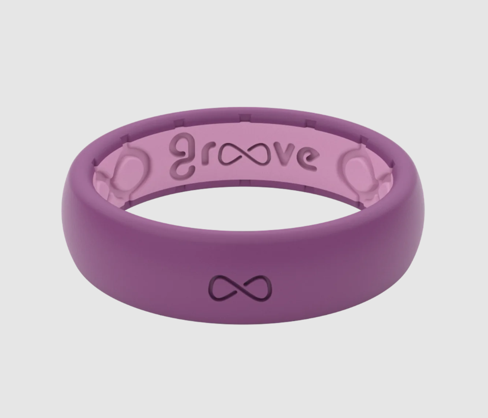 Thin Lilac Pink Groove Life Silicone Ring