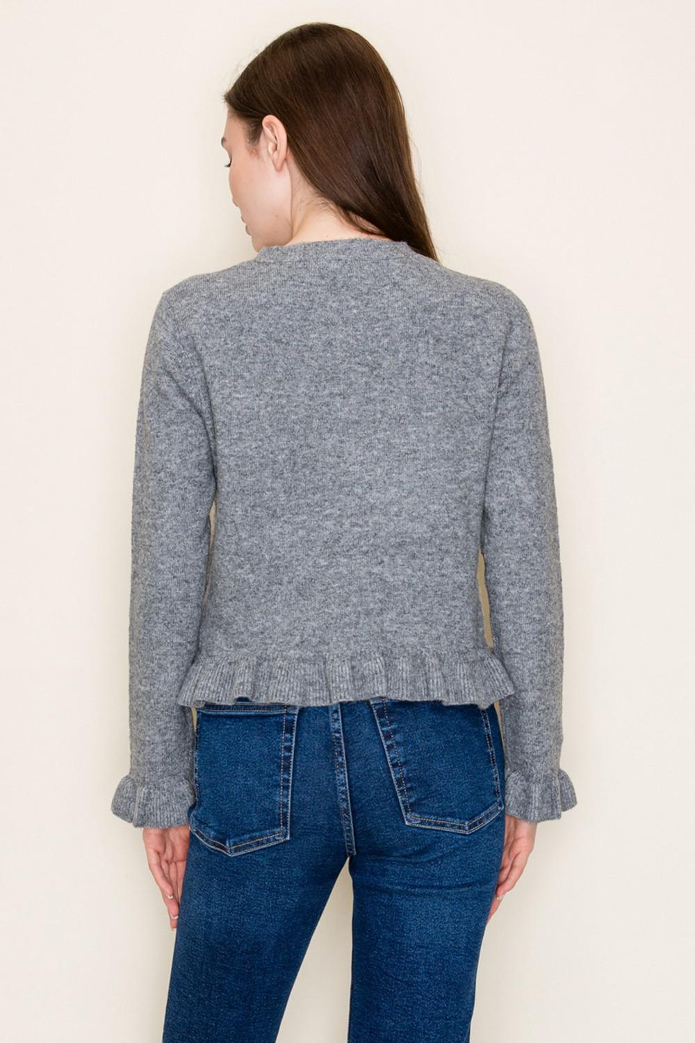 Heather Grey Long Sleeve Solid Knit Top