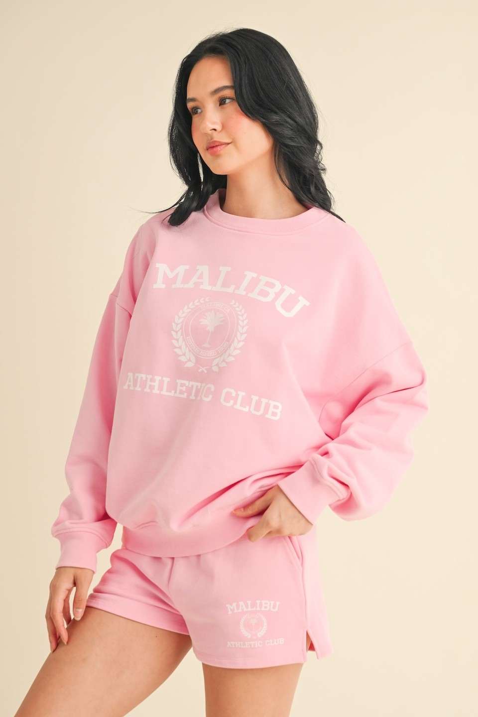Pink malibu athletic sweatshirt