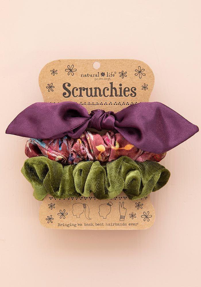 Purple Bow Scrunchie Set