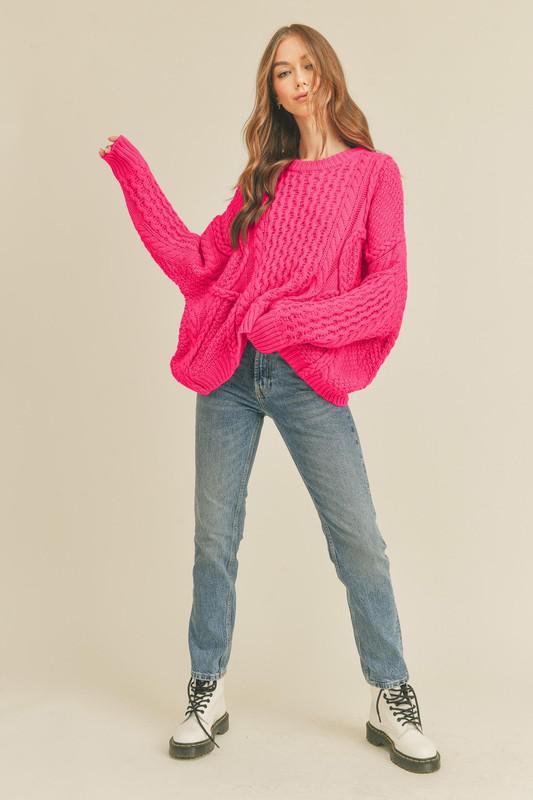 Hot Pink Braided Sweater
