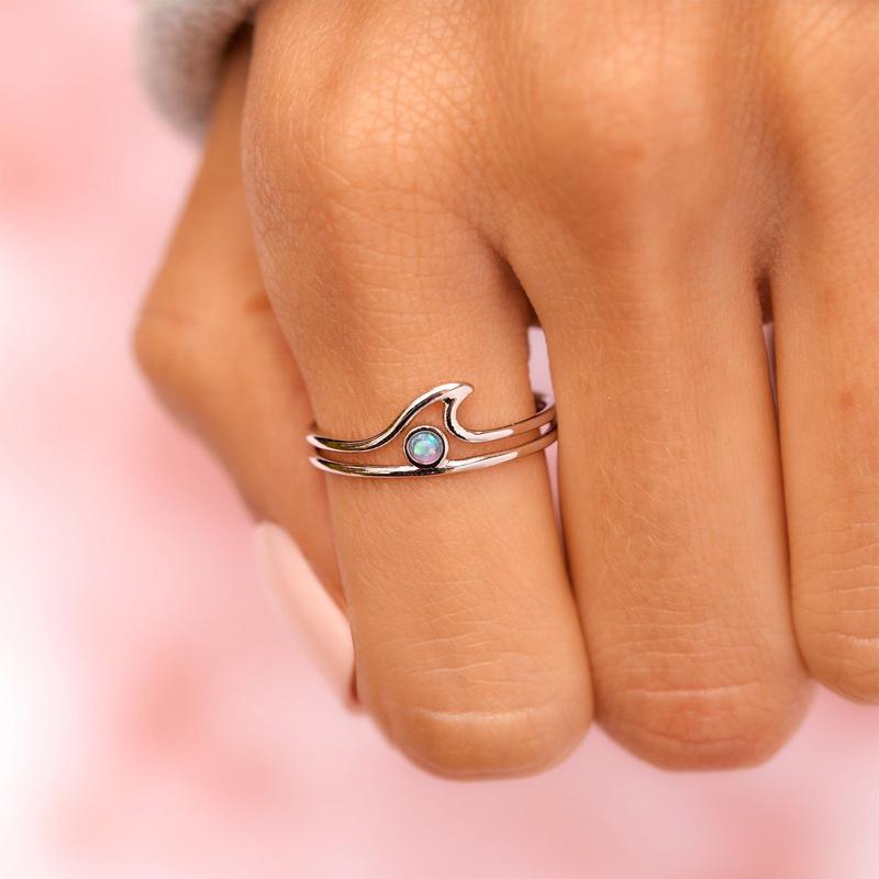 Opal Wave Silver Ring