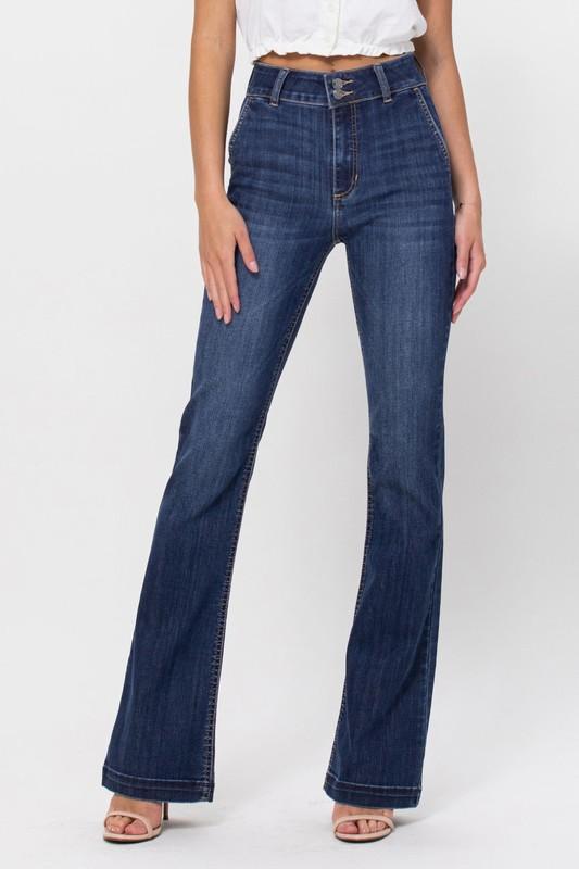 High Rise 2 Button Skinny Flares