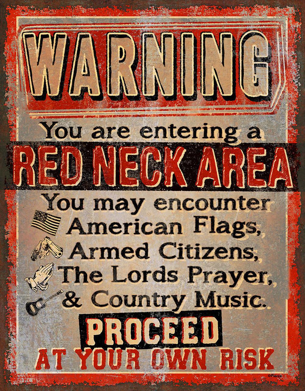 Red Neck Area Tin Sign