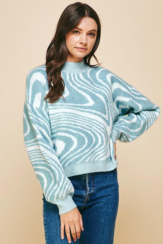 Light Blue Swirl Sweater