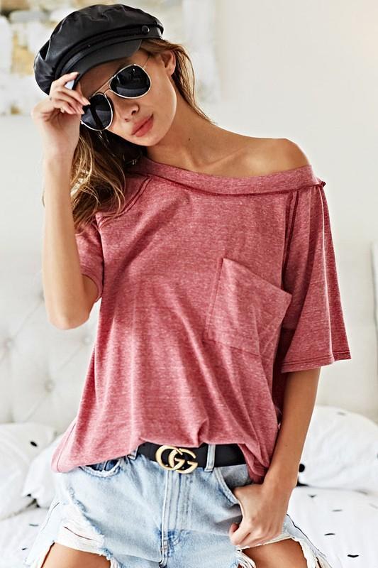 Red Out Stitched Top
