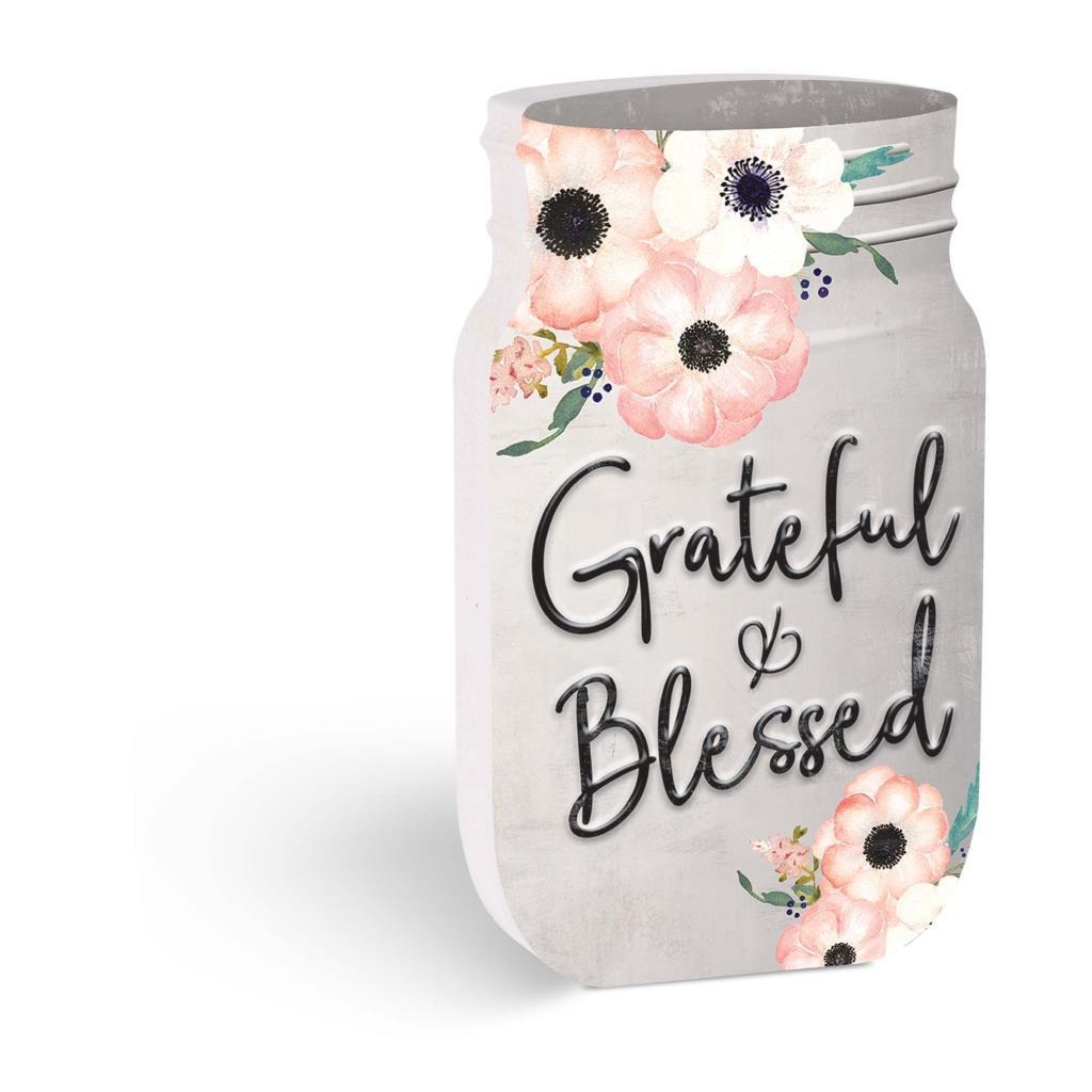 Grateful & Blessed Mason Jar Sign