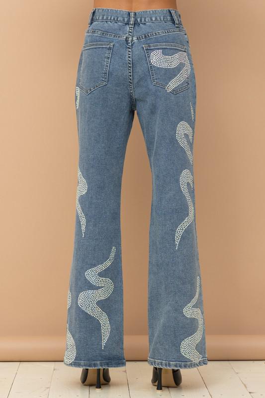 Rhinestone Snake Jeans
