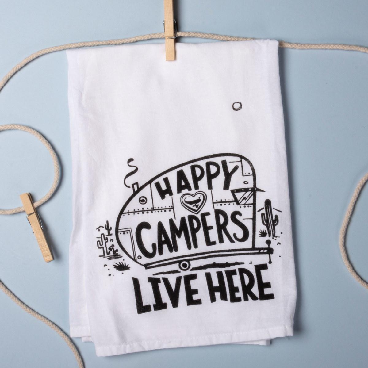 Happy Campers Live Here Tea Towel