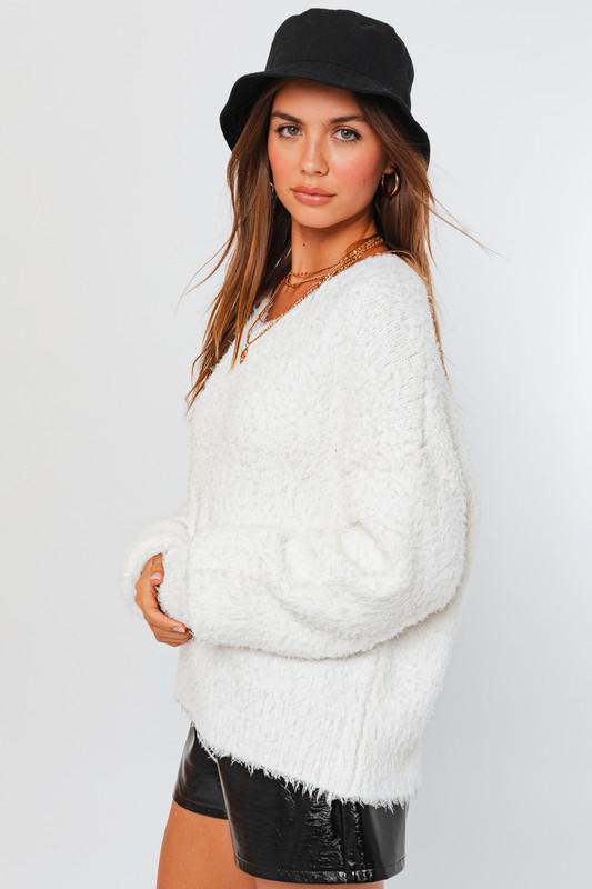 White Vneck Sweater