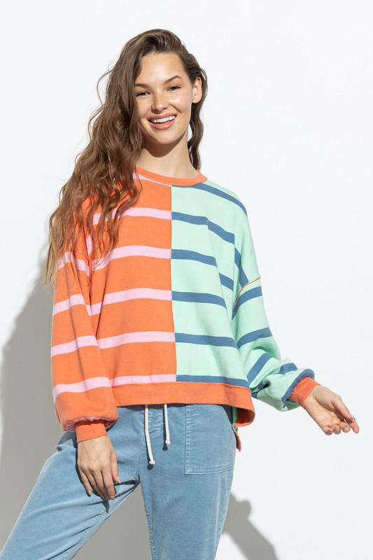 Stripe Two Tone Sweater