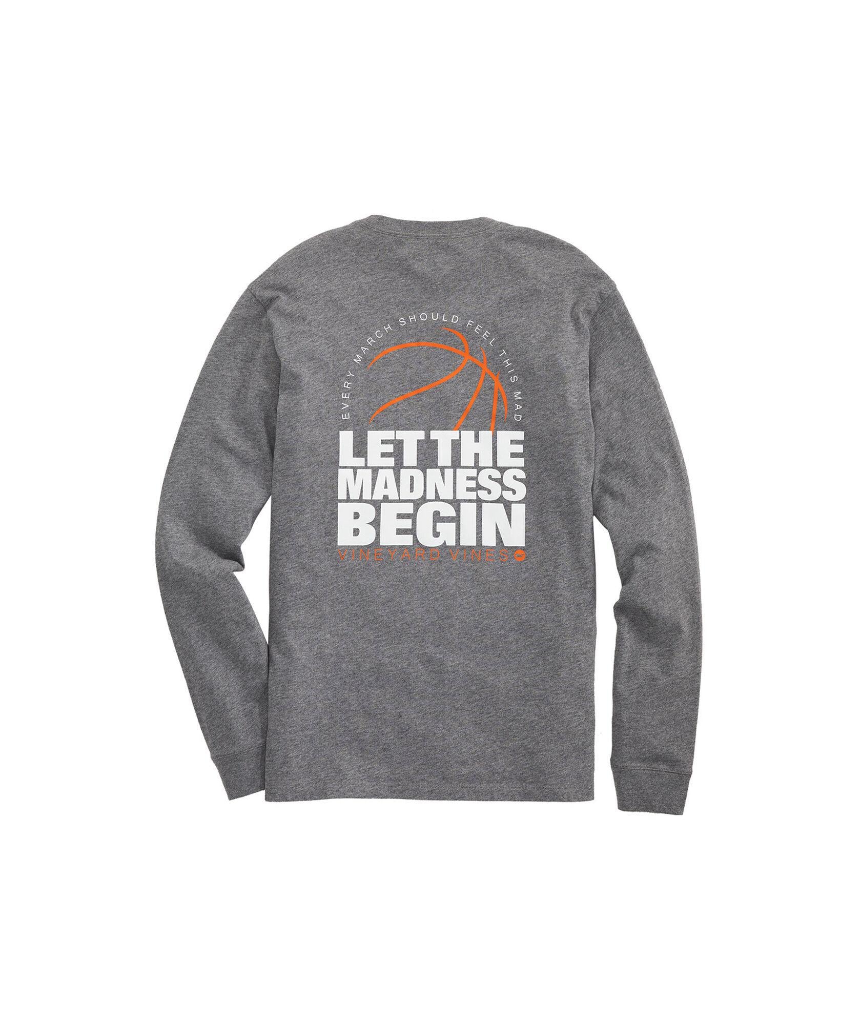 Let The Madness Begin Long-Sleeve Pocket Tee Gray Heather