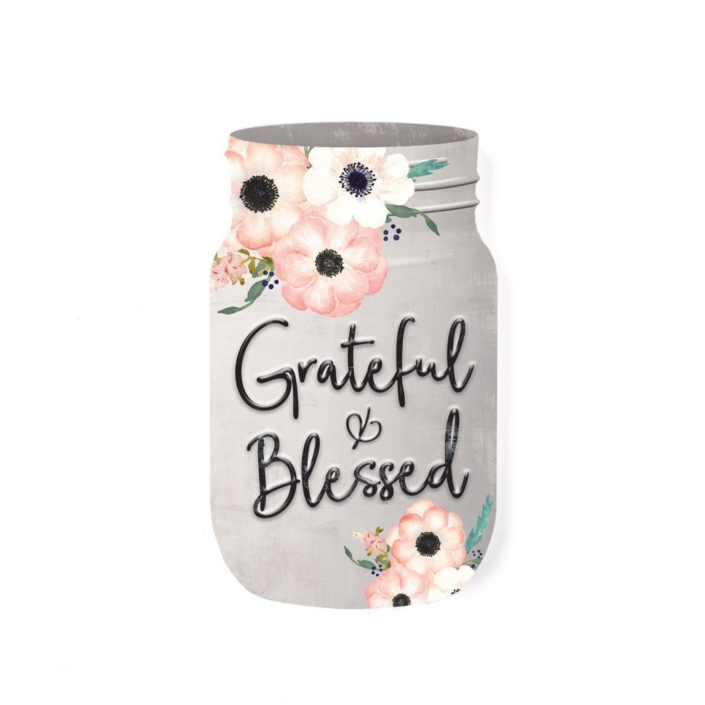 Grateful & Blessed Mason Jar Sign