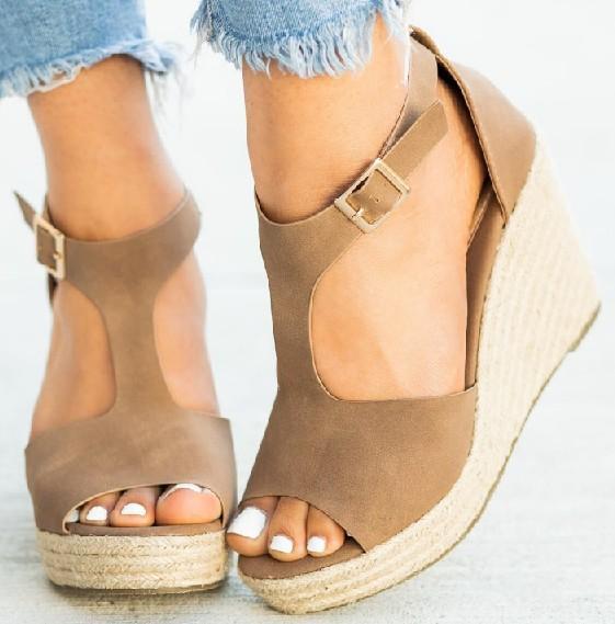 Taupe Summer Wedges