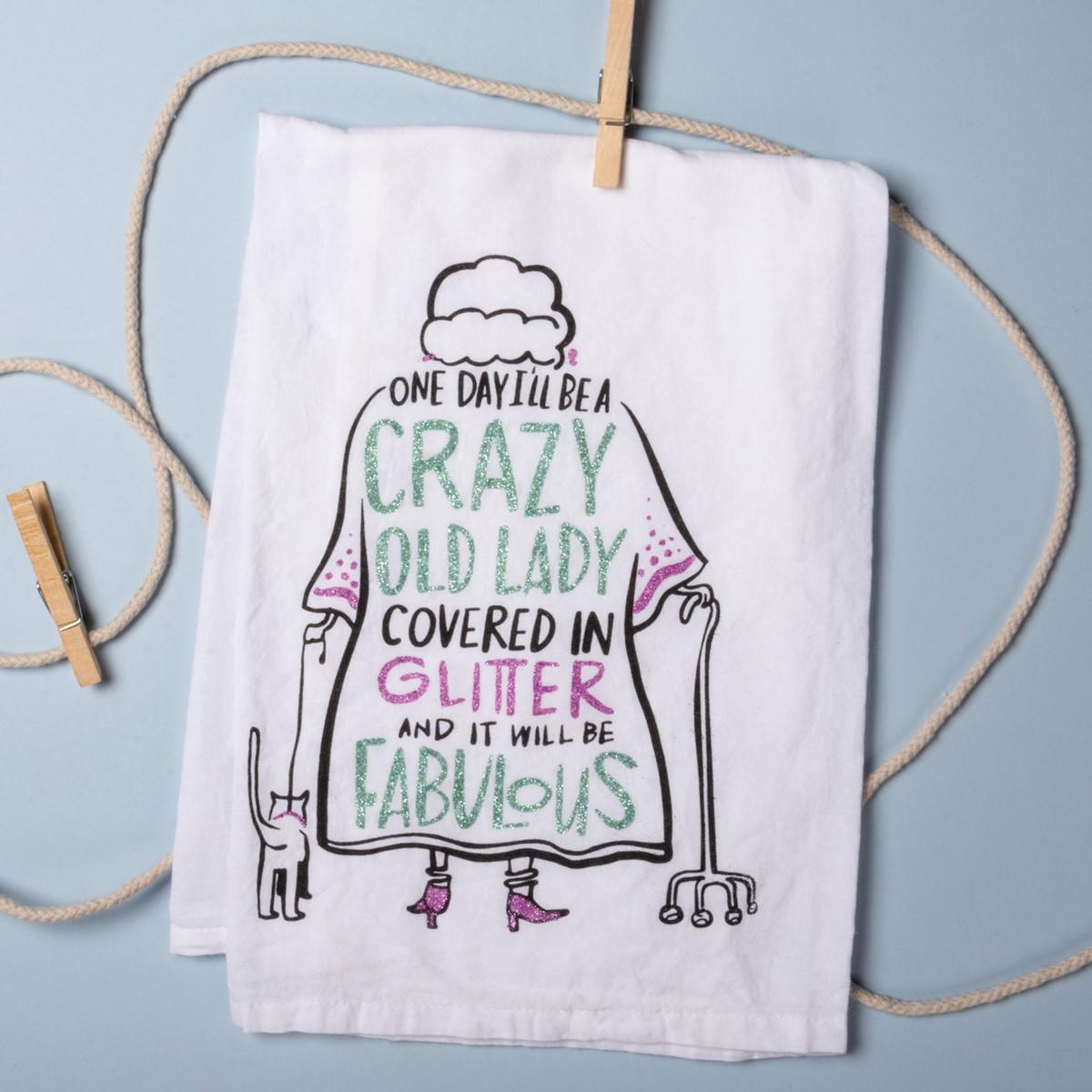 Crazy Old Lady Tea Towel