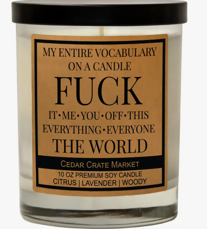 My Entire Vocabulary On A Candle Soy Candle