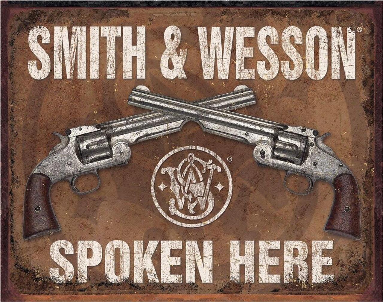 Smith & Wesson Spoken Here Tin Sign