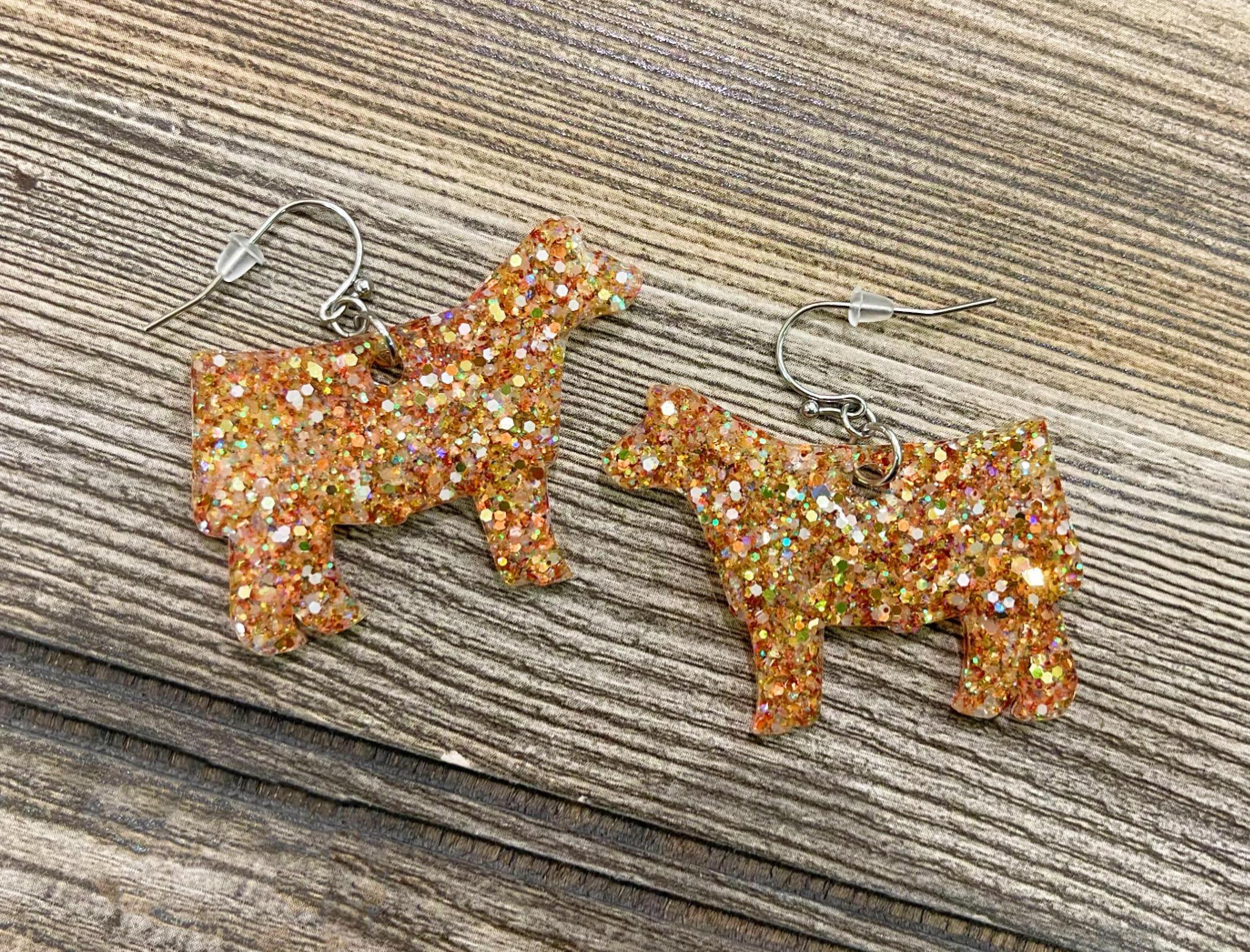 Glitter Cow Earrings