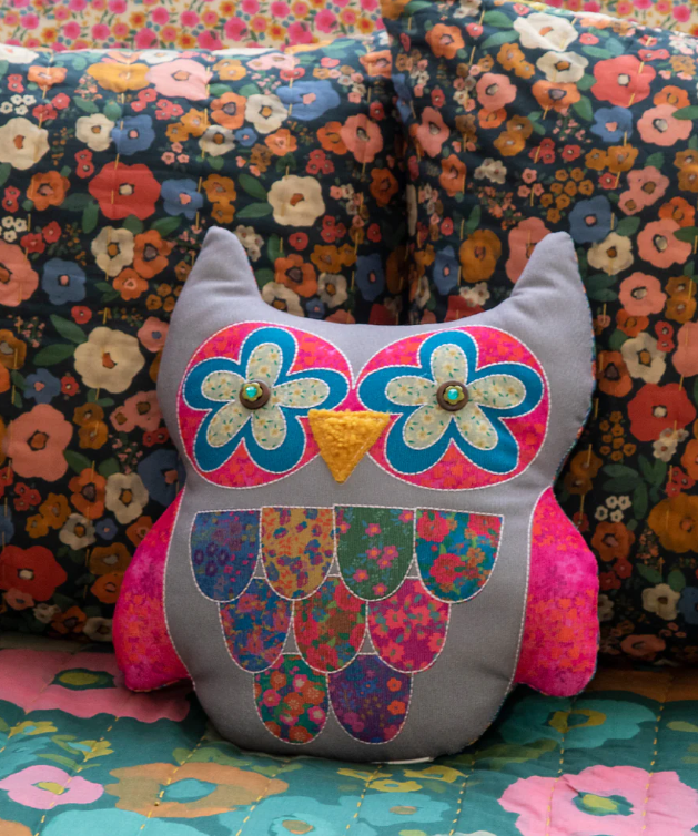 Whimsy Patchwork Owl Pillow