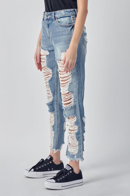 All Over Distress Jeans