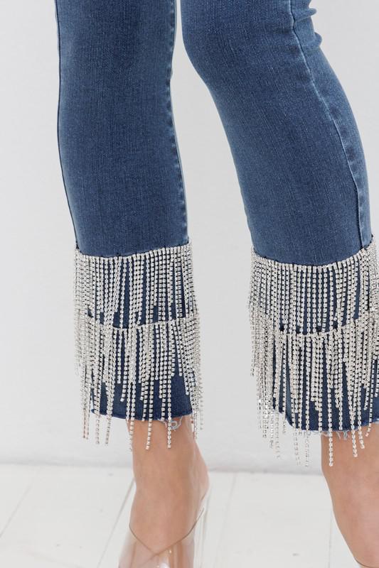 Rhinestone Crop Jeans