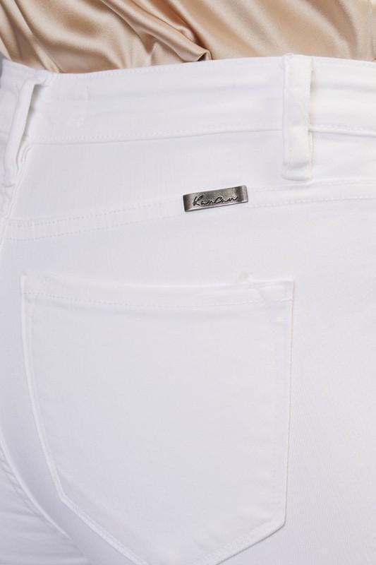 White Ankle Fringe Jeans