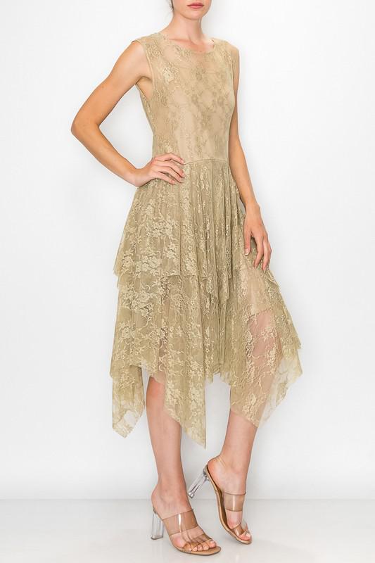 All Lace Taupe Dress