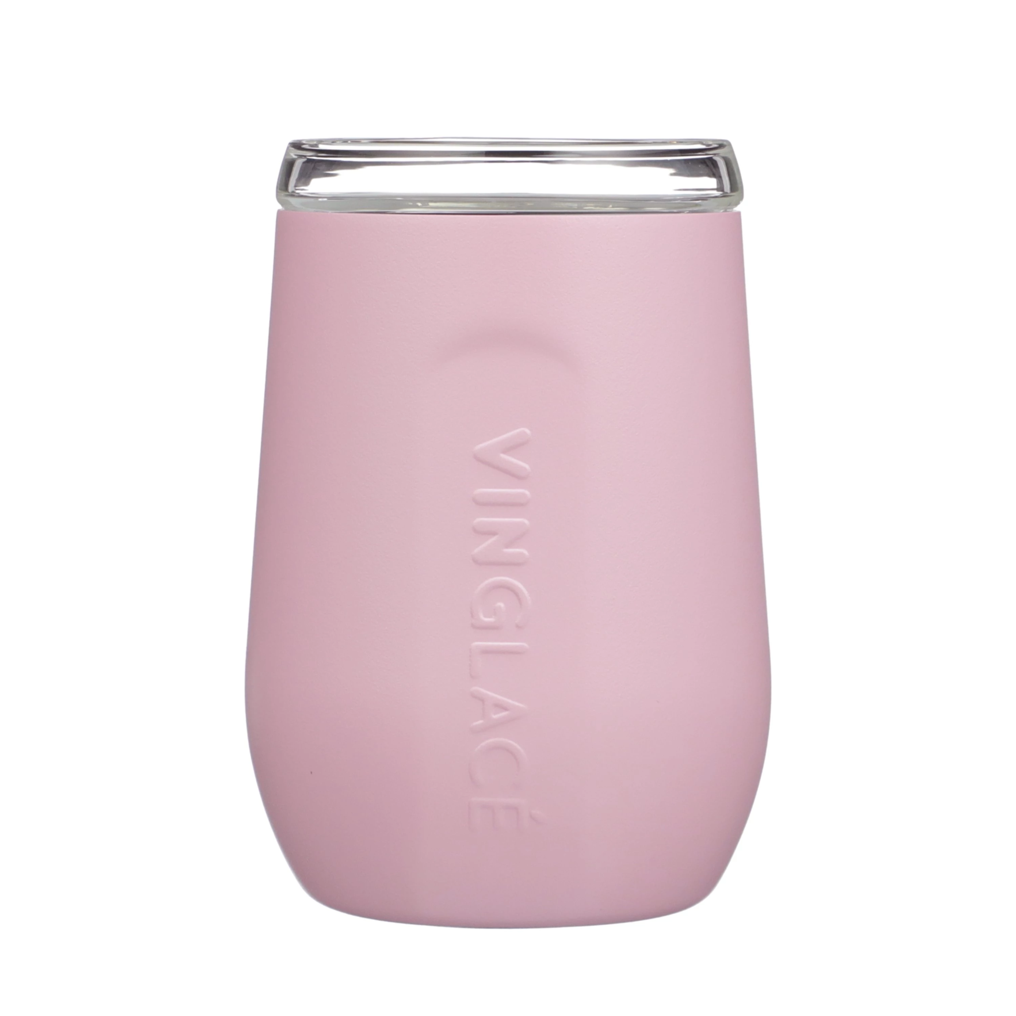 Glass Lined Pink Stemless Wine Glass