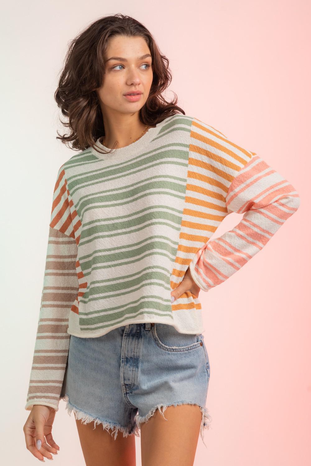 Sage Mix Stripe Sweater