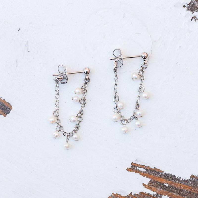 Pearl Chain Wrap Earrings