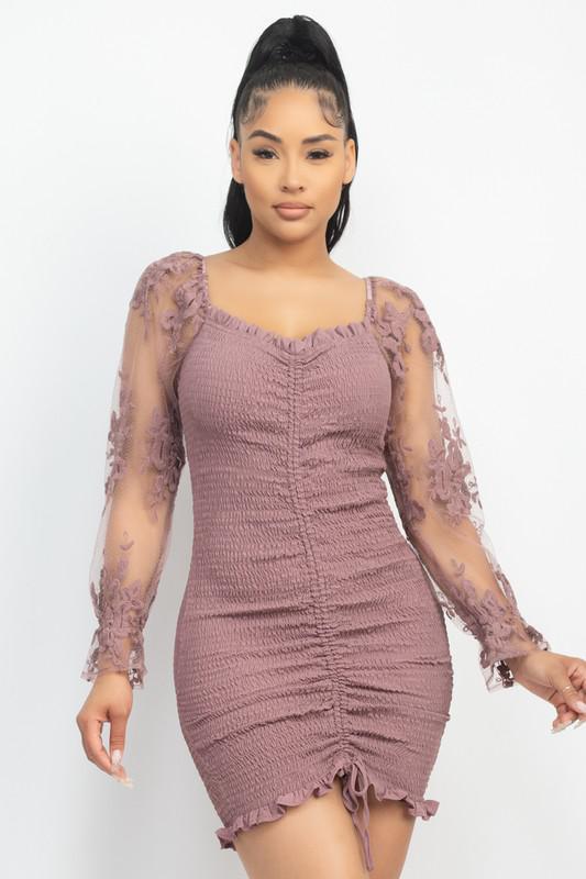 Lace Sleeve Mini Dress